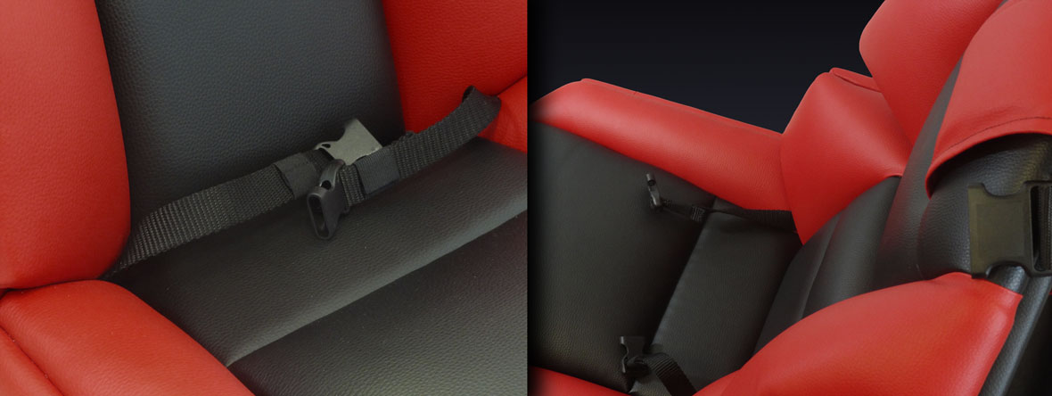 GS-Cobra motion simulator, detail view of sitting pane and mobile backrest
